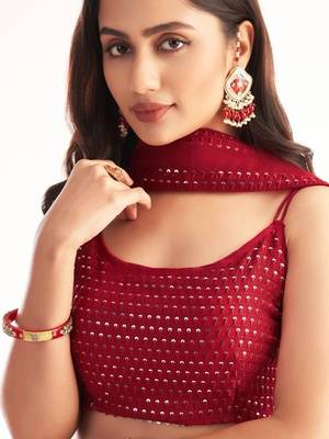 Red Georgette Embroidered Lehenga Set 2