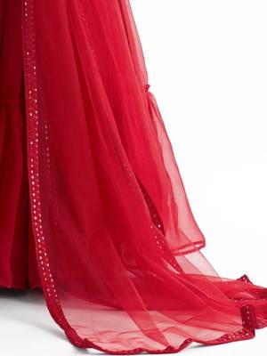 Red Georgette Embroidered Lehenga Set 5