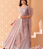  Pink Sequins Embroidered Georgette Party Wear Indian Lehenga Dress