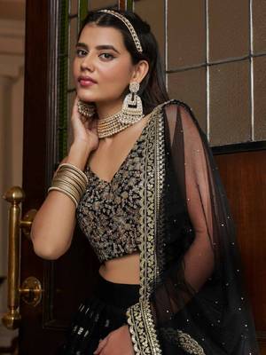 Dazzling Black Sequence Embroidered Net Lehenga Choli Wedding Lehenga 3