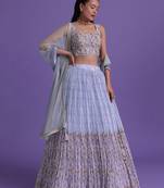 Blue Digital Printed Georgette Function Wear Indian Lehenga Choli