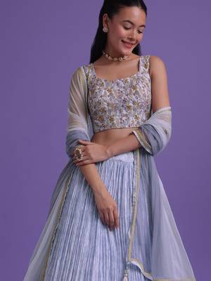 Blue Digital Printed Georgette Function Wear Indian Lehenga Choli 2
