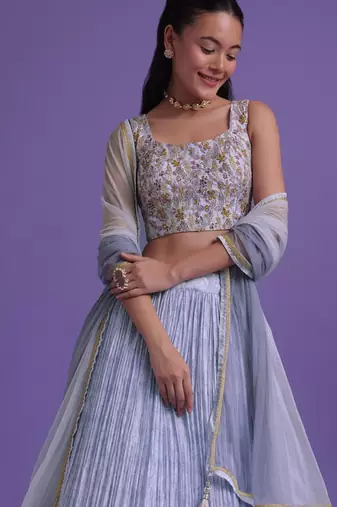 Blue Digital Printed Georgette Function Wear Indian Lehenga Choli