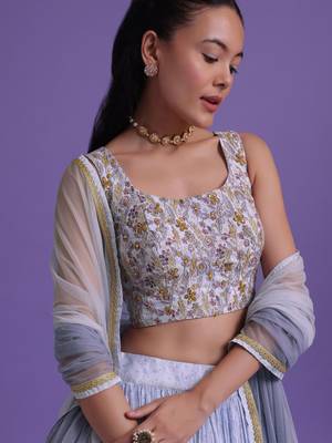 Blue Digital Printed Georgette Function Wear Indian Lehenga Choli 3