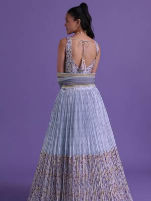 Blue Digital Printed Georgette Function Wear Indian Lehenga Choli 4