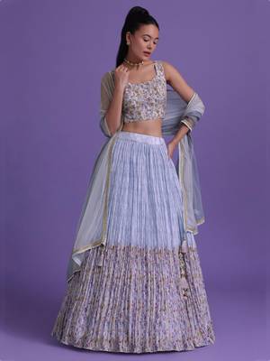 Blue Digital Printed Georgette Function Wear Indian Lehenga Choli 5