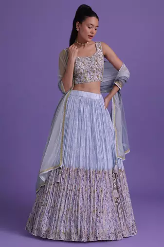 Blue Digital Printed Georgette Function Wear Indian Lehenga Choli
