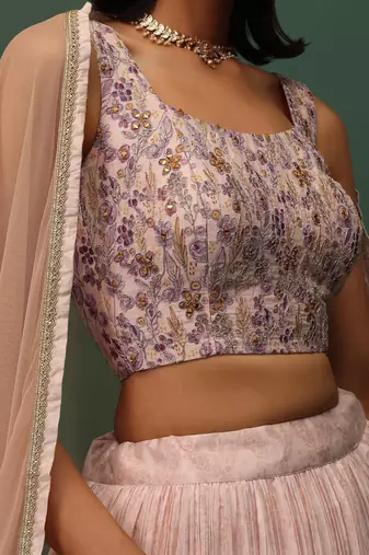  Peach Digital Printed Georgette Party Wear Indian Lehenga Choli