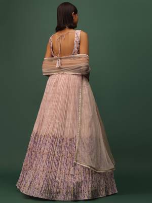  Peach Digital Printed Georgette Party Wear Indian Lehenga Choli 5