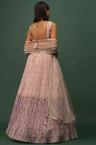  Peach Digital Printed Georgette Party Wear Indian Lehenga Choli