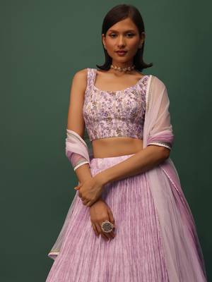 Astounding Pink Digital Printed Georgette Engagement Indian Lehenga Dress 2