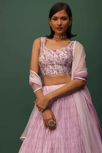 Astounding Pink Digital Printed Georgette Engagement Indian Lehenga Dress