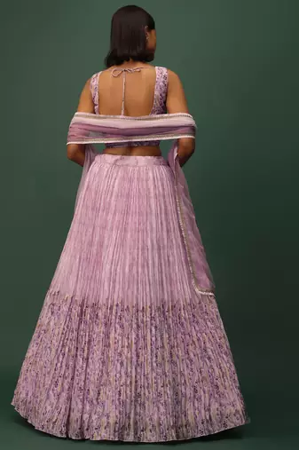 Astounding Pink Digital Printed Georgette Engagement Indian Lehenga Dress