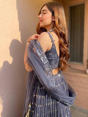Grey Sequins Georgette Designer Wedding Wear Lehenga Choli 3
