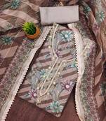 Women's multi unstitched thread sequence embroidery organza dress material 