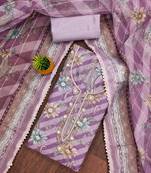 Women's multi unstitched thread sequence embroidery organza dress material 