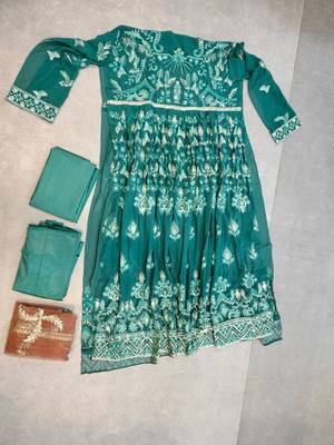Dark green color faux georgette embroidered salwar kameez 4