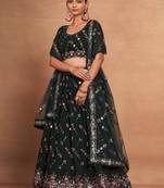 Green Sequins Embroidered Heavy Georgette Designer Indian Lehenga Choli Dress Designs