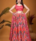 Multicolor Crepe Silk Laheriya Printed Indian Lehenga Choli Designs