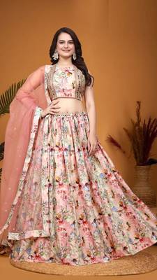 Multicolor Silk Floral Printed Lehenga Choli 1