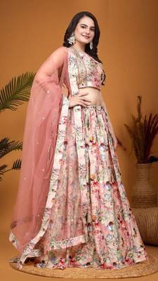 Multicolor Silk Floral Printed Lehenga Choli 3