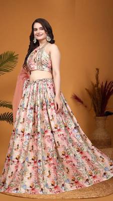 Multicolor Silk Floral Printed Lehenga Choli 4