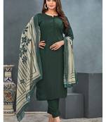 Green roman silk blend kurta pant dupatta set