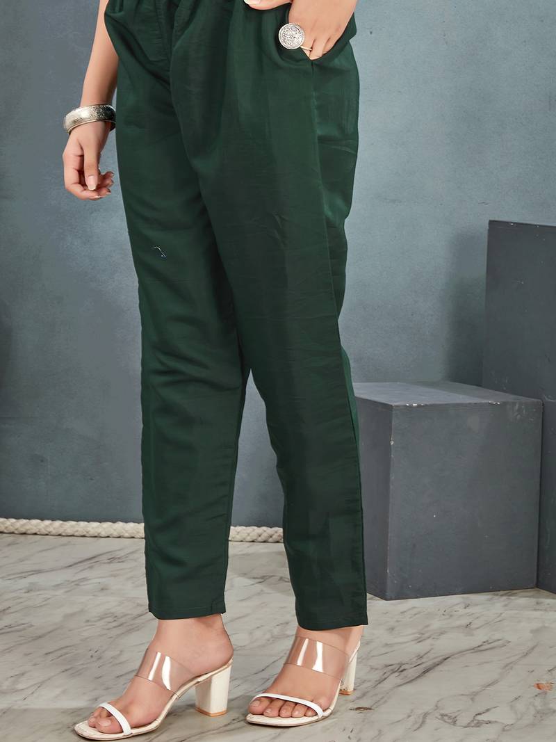 Green roman silk blend kurta pant dupatta set