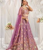 Designer Lavender Organza Sequins embroidery work lehenga choli 