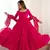 Rani pink roman silk chanderi with fully flair anarkali pant with dupatta