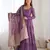 Mauve roman silk chanderi with fully flair anarkali pant with dupatta
