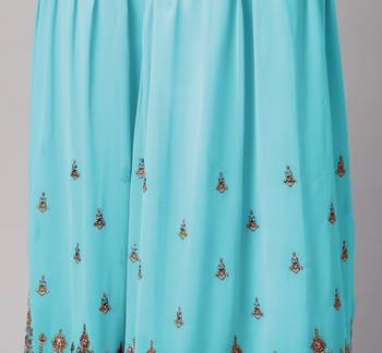 Enchanting blue thread and sequins embroidered georgette semi-stitched salwar kameez 5