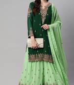 Catching green thread and sequins embroidered georgette latest design indian salwar kameez dress