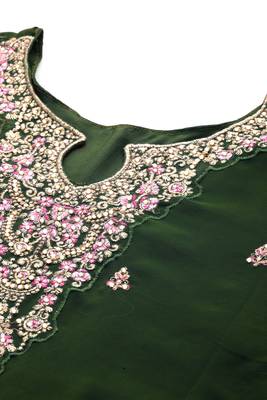 Catching green thread and sequins embroidered georgette latest design indian salwar kameez dress 4