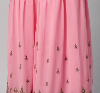 Delightful purple thread and sequins embroidered georgette indian wedding salwar kameez 5