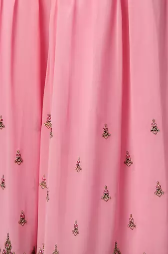Delightful purple thread and sequins embroidered georgette indian wedding salwar kameez