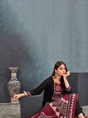Black roman silk blend ajrakh kurta pant dupatta set 2