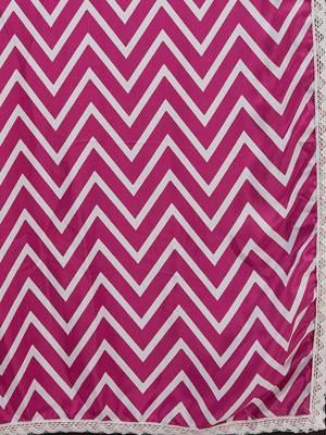 Pink premium rayon solid kurta with zig zag print pant & dupatta set 5