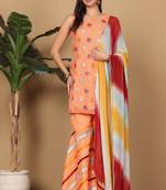 Peach georgette kurta sarara with dupatta set