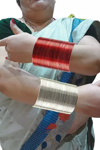 Brass multicolor  plain bangle combo