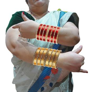 Brass multicolor  stone stud bangle combo 5