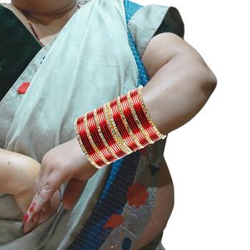 Brass multicolor  stone stud bangle combo 6