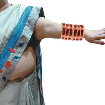 Brass multicolor  stone stud bangle combo 6