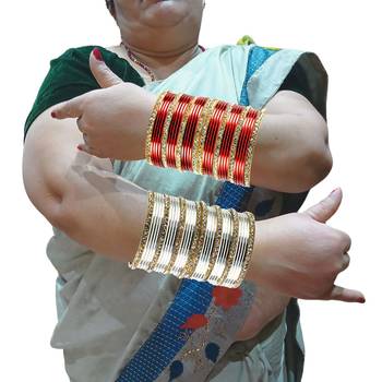 Brass multicolor  stone stud bangle combo 7
