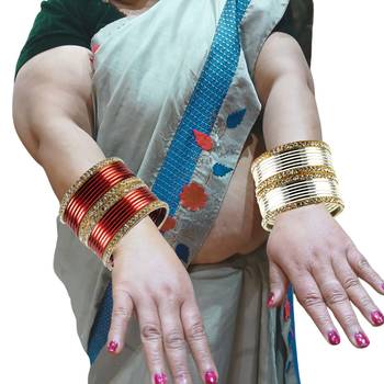 Brass multicolor  stone stud bangle combo 6