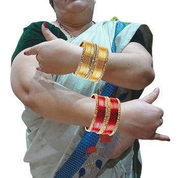 Brass multicolor  stone stud bangle combo 7