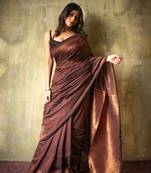 Rich chocolate brown art silk saree