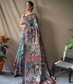 Multicolor floral print cotton saree