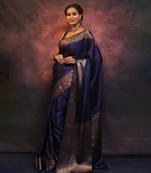 Midnight blue zari silk saree