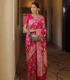 Raspberry Cotton Silk Printed Saree